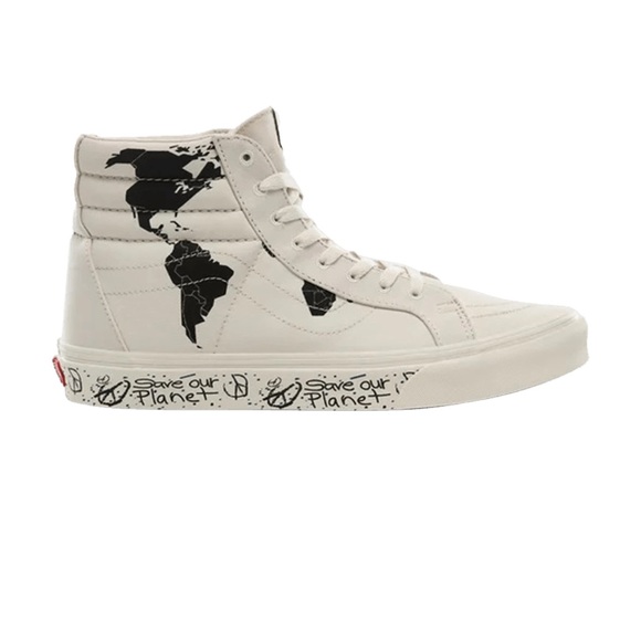Vans Sk8-Hi Save Our Planet White & Black High Top Skate Shoes - Picture 1 of 11